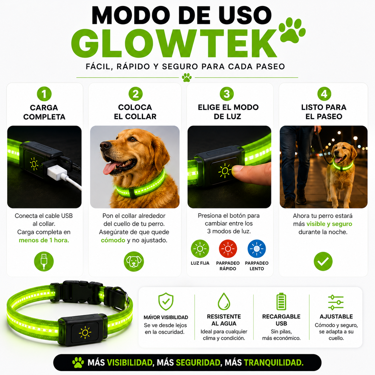 GlowTek™|Visibilidad que acompaña cada paseo