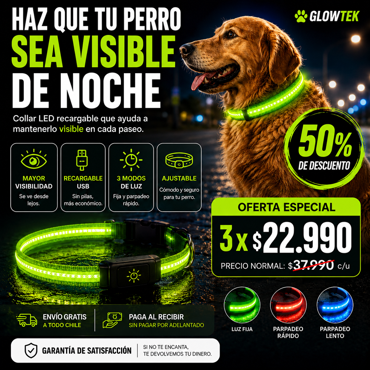 GlowTek™|Visibilidad que acompaña cada paseo